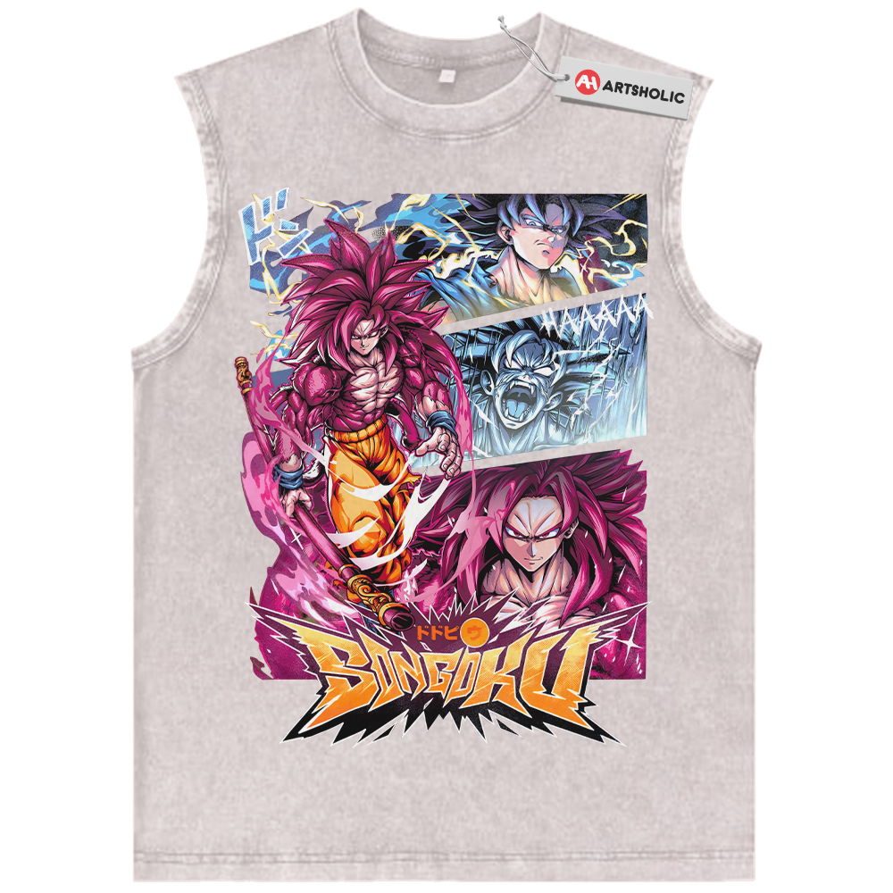 Alternative view of Son Goku Tank Top, Dragon Ball Tank Top, DBZ Tank Top, Anime Tank Top, Vintage Tank Top