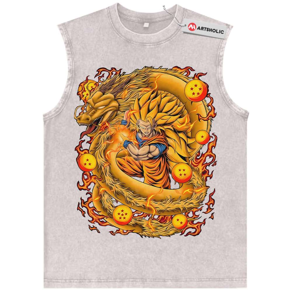 Alternative view of Son Goku Tank Top, Dragon Ball Z Tank Top, DBZ Tank Top, Anime Tank Top, Vintage Tank Top