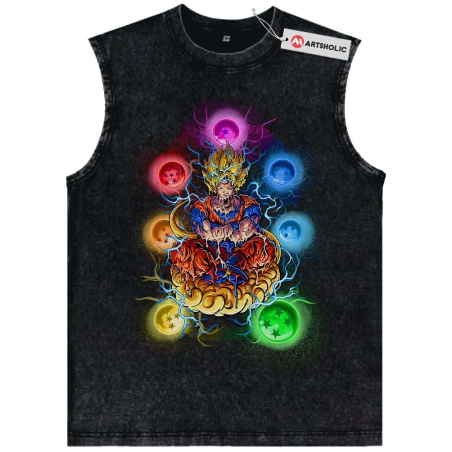 Alternative view of Son Goku Tank Top, Dragon Ball Z Tank Top, DBZ Tank Top, Anime Tank Top, Vintage Tank Top