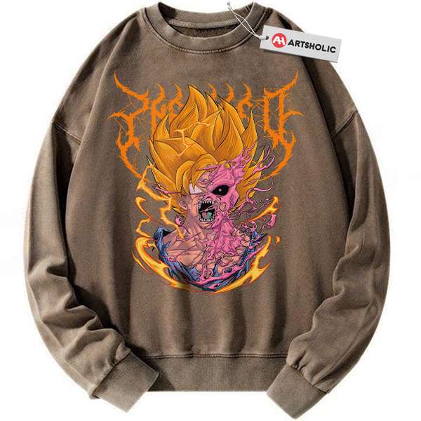 Alternative view of Son Goku vs Majin Buu Sweatshirt, Dragon Ball Sweatshirt, Anime Sweatshirt, Vintage Sweatshirt