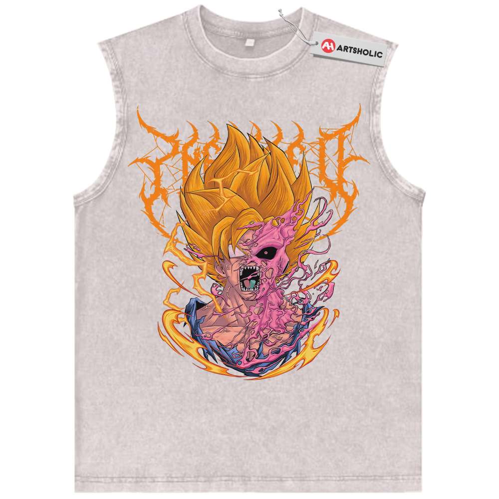 Alternative view of Son Goku vs Majin Buu Tank Top, Dragon Ball Tank Top, Anime Tank Top, Vintage Tank Top