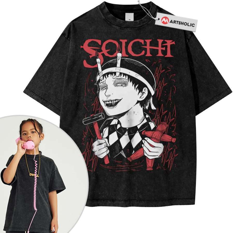 Alternative view of Souichi Tsujii Shirt For Kids, Junji Ito Collection Shirt For Kids, Anime Shirt For Kids, Vintage Tee For Kids