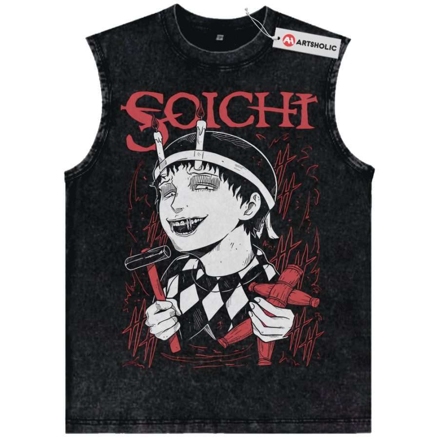Alternative view of Souichi Tsujii Tank Top, Junji Ito Collection Tank Top, Anime Tank Top, Vintage Tank Top