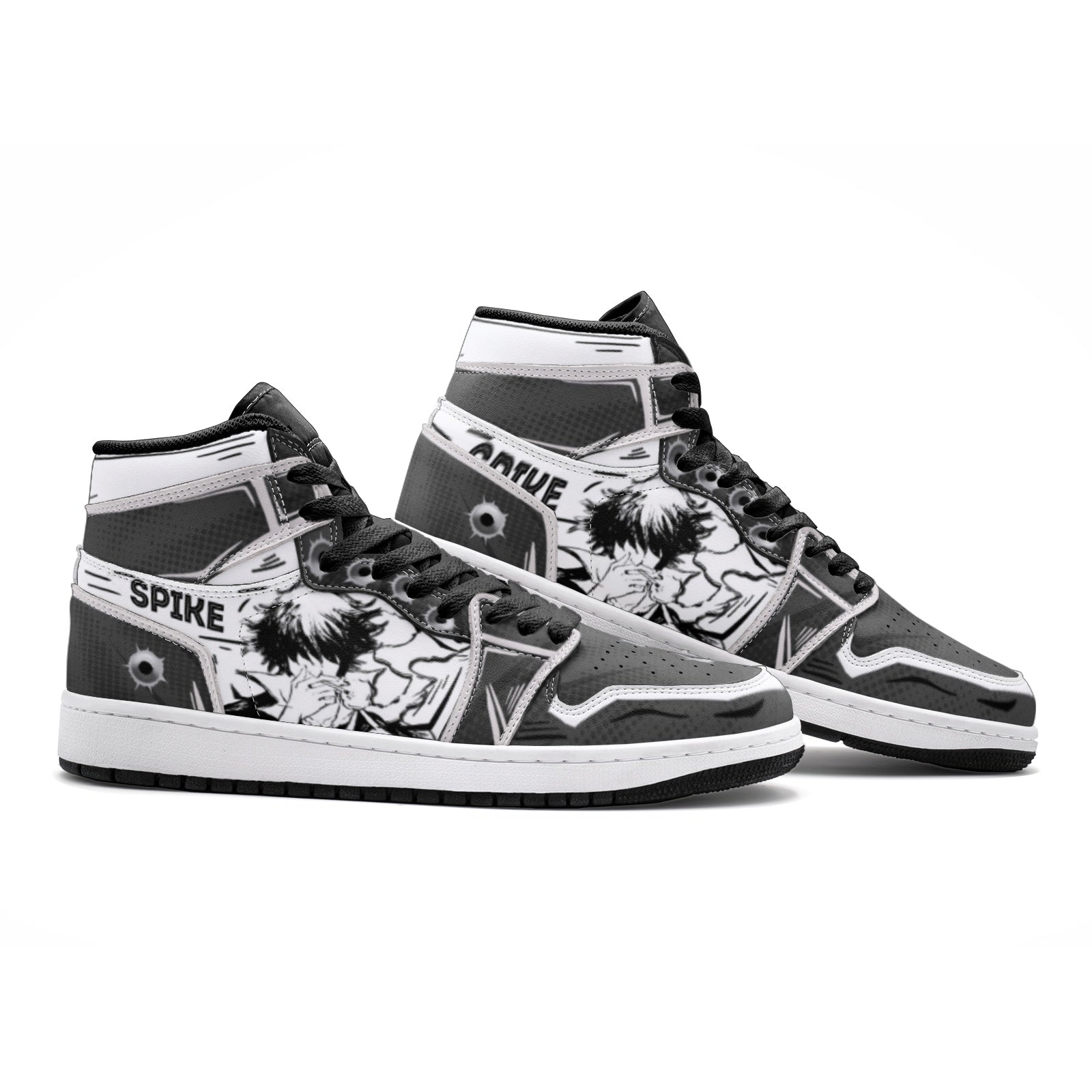 Alternative view of Spike Spiegel Cowboy Bebop Custom Sneaker Mid 1 Basketball Shoes - Otaku Hall