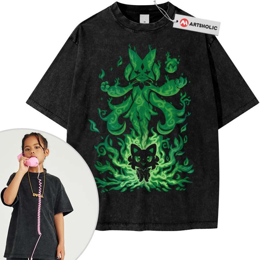 Alternative view of Sprigatito vs Meowscarada Shirt For Kids, Pokemon Shirt For Kids, Anime Shirt For Kids, Vintage Tee For Kids