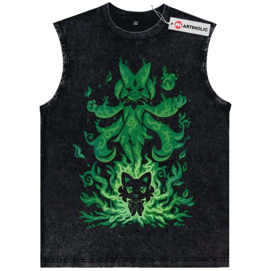 Alternative view of Sprigatito vs Meowscarada Tank Top, Pokemon Tank Top, Anime Tank Top, Vintage Tank Top