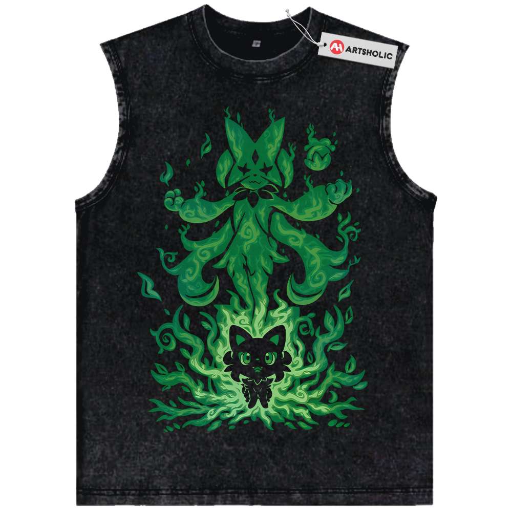 Sprigatito vs Meowscarada Tank Top, Pokemon Tank Top, Anime Tank Top, Vintage Tank Top