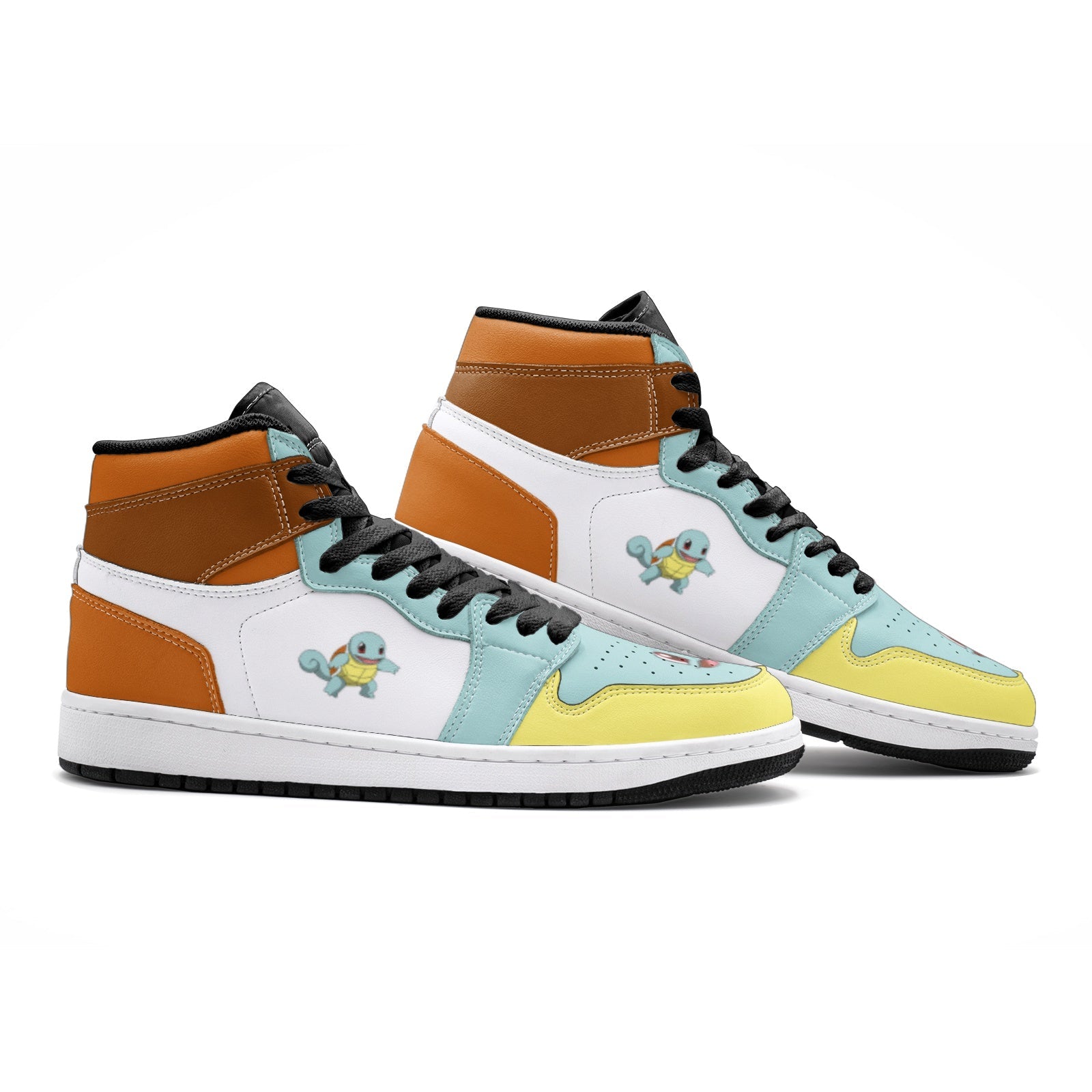 Alternative view of Squirtle Pokemon V2 Custom Sneaker Mid 1 Basketball Shoes - Otaku Hall