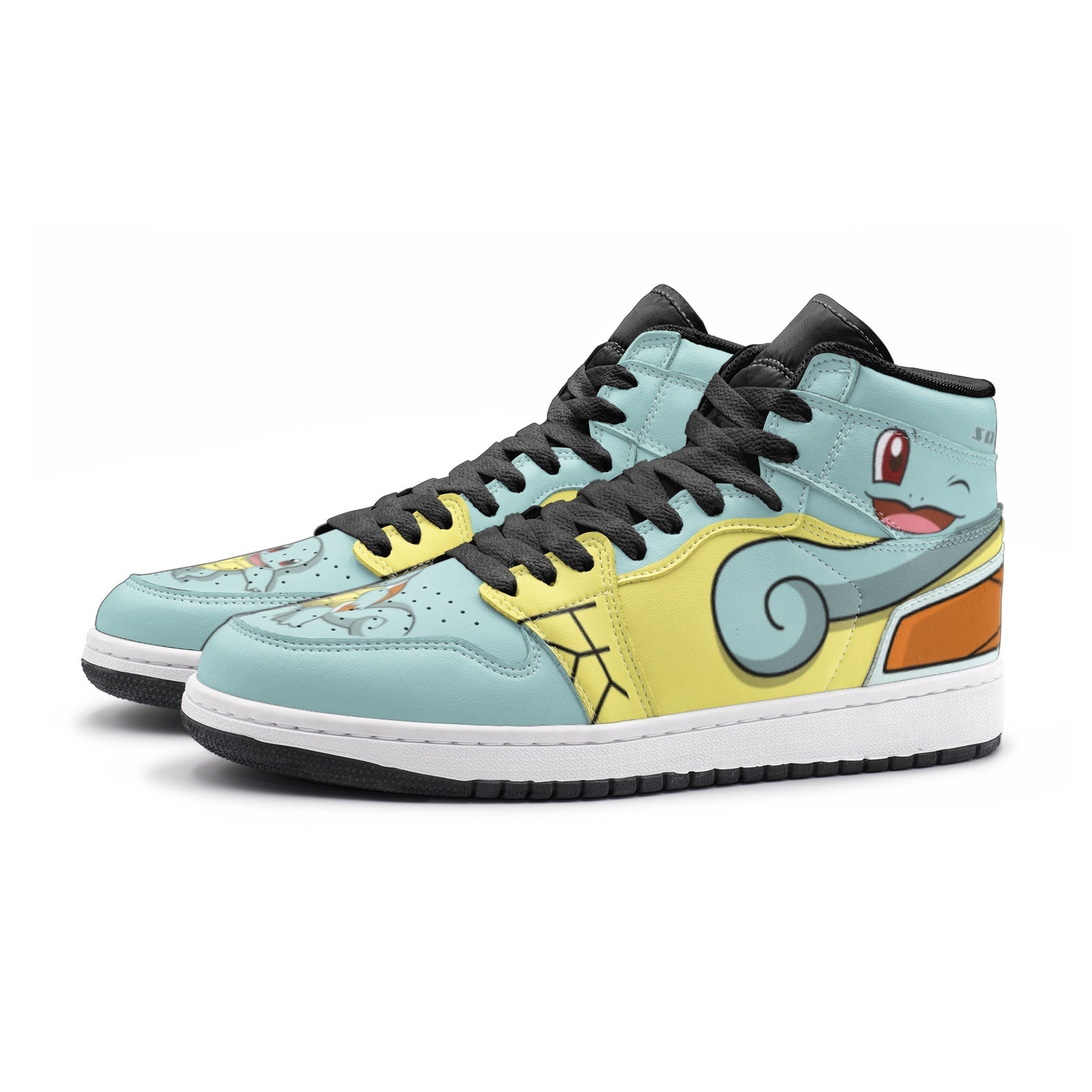 Alternative view of Squirtle Starter Pokemon Custom Sneaker Mid 1 Basketball Shoes - Otaku Hall