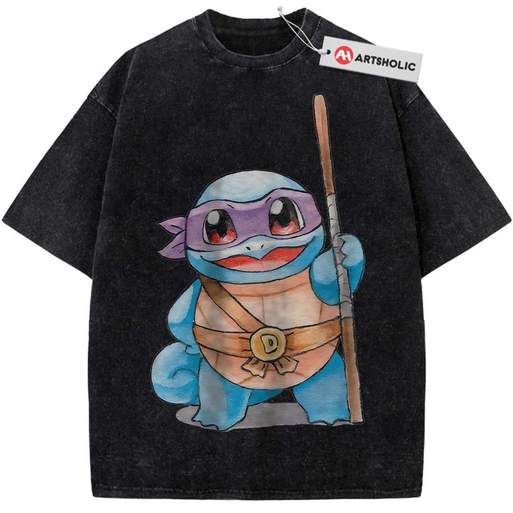 Alternative view of Squirtle x Donatello Shirt, Pokemon shirt, Anime Shirt, Vintage Tee