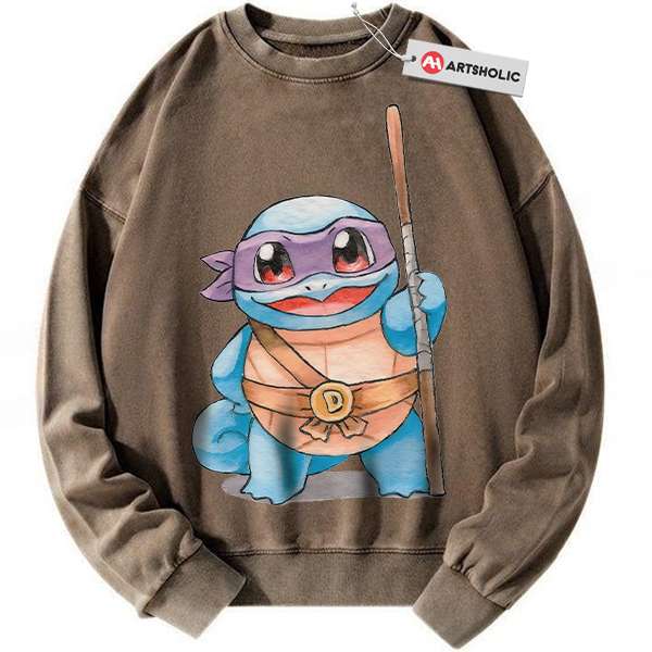 Alternative view of Squirtle x Donatello Sweatshirt, Pokemon Sweatshirt, Anime Sweatshirt, Vintage Sweater