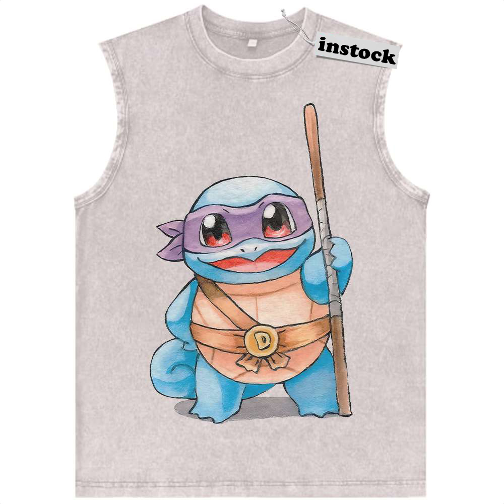 Squirtle x Donatello Tank Top, Pokemon Tank Top, Anime Tank Top, Vintage Tank Top