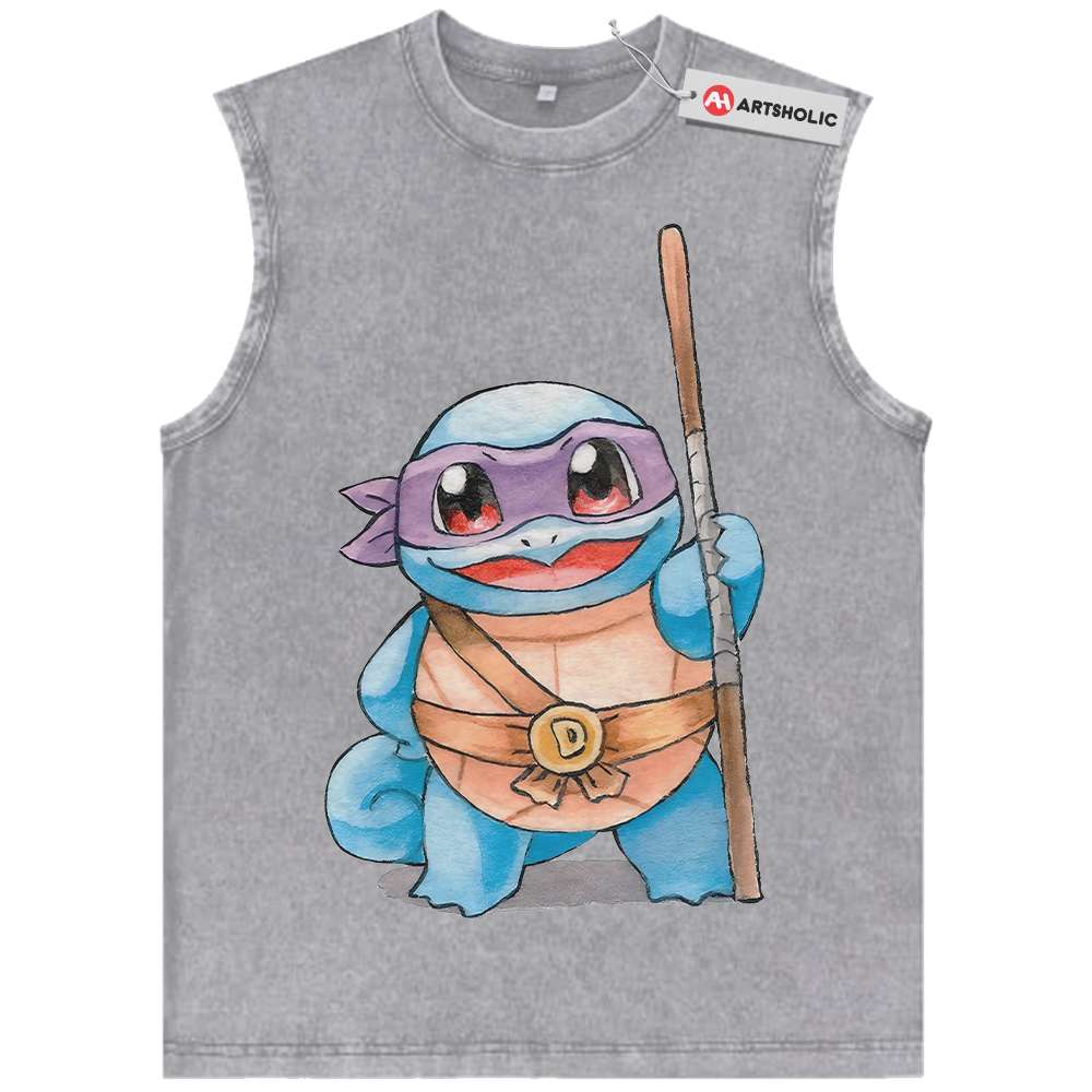 Alternative view of Squirtle x Donatello Tank Top, Pokemon Tank Top, Anime Tank Top, Vintage Tank Top
