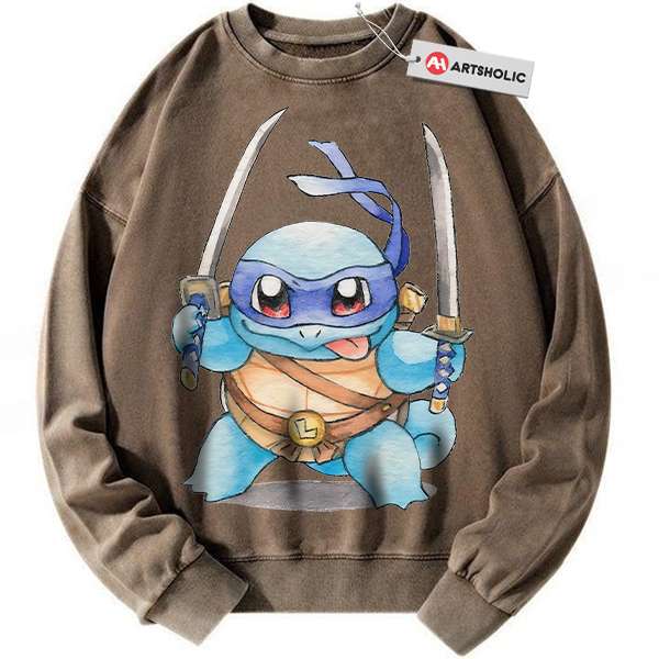 Alternative view of Squirtle x Leonardo Sweatshirt, Pokemon Sweatshirt, Anime Sweatshirt, Vintage Sweater
