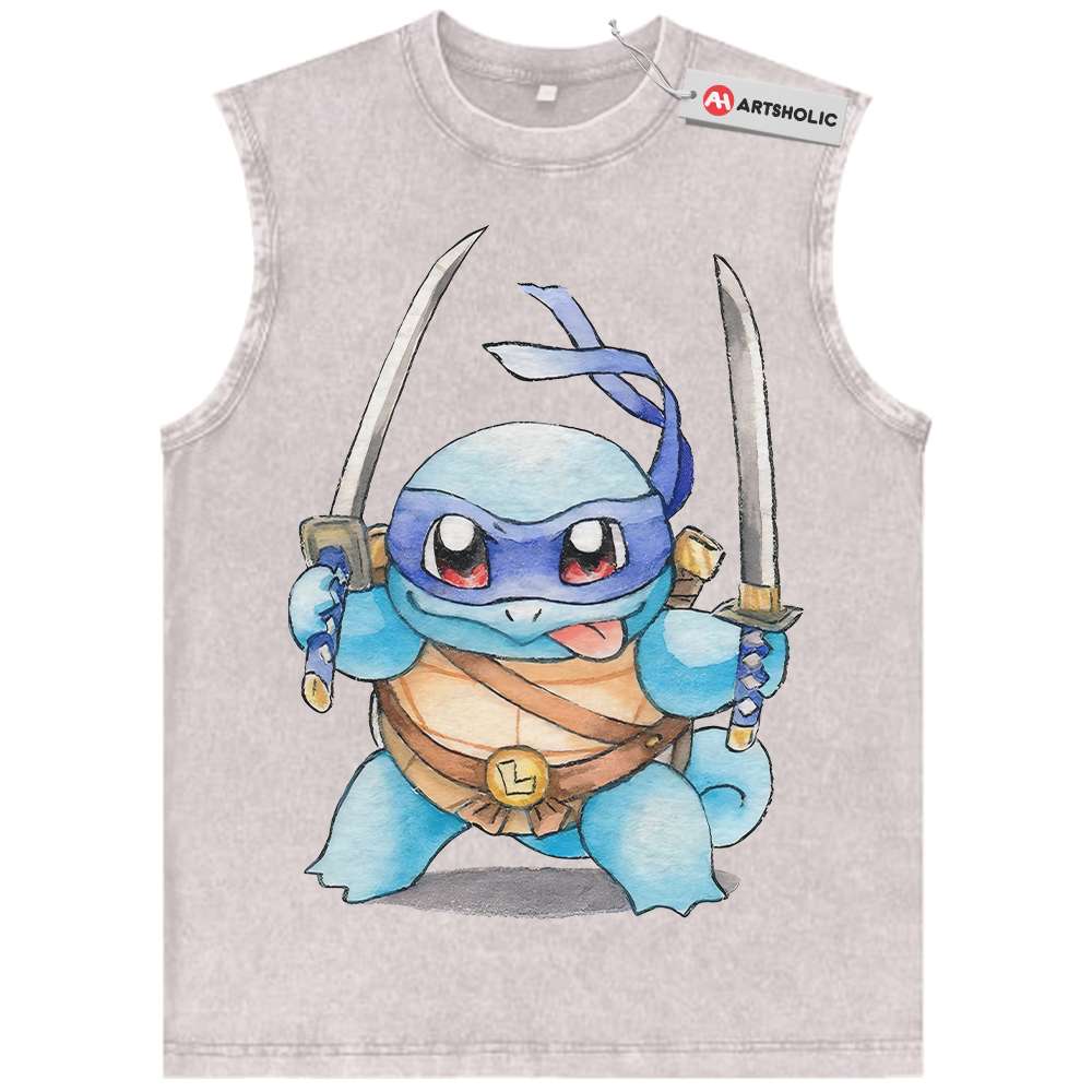 Alternative view of Squirtle x Leonardo Tank Top, Pokemon Tank Top, Anime Tank Top, Vintage Tank Top