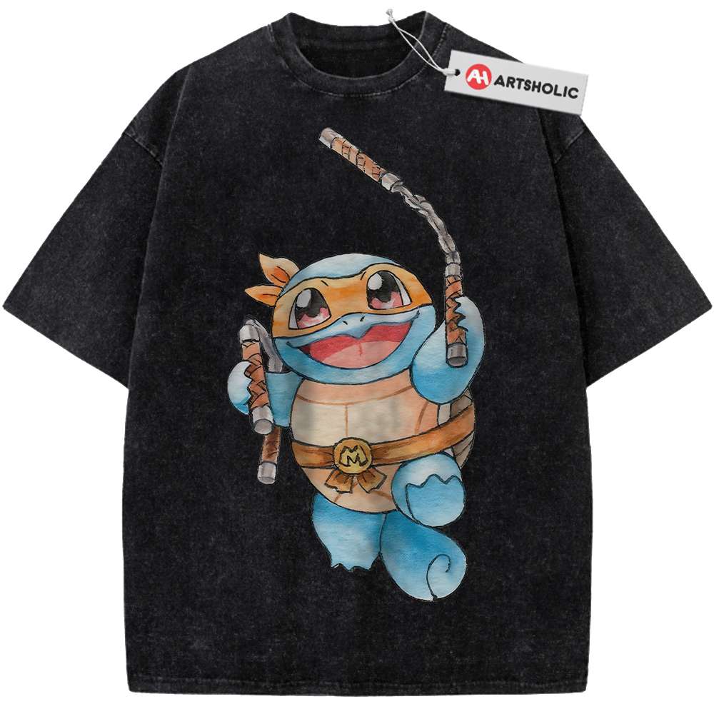 Alternative view of Squirtle x Michelangelo Shirt, Pokemon shirt, , Anime Shirt, Vintage Tee
