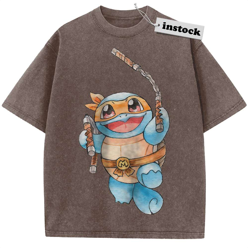 Squirtle x Michelangelo Shirt, Pokemon shirt, , Anime Shirt, Vintage Tee