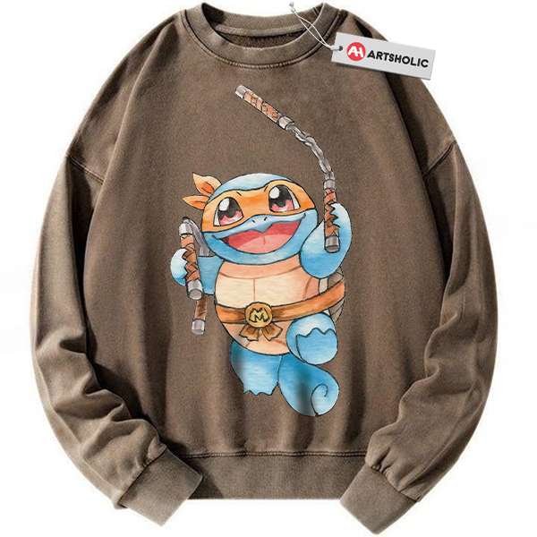 Alternative view of Squirtle x Michelangelo Sweatshirt, Sweatshirt, Pokemon Sweatshirt, Anime Sweatshirt, Vintage Sweater