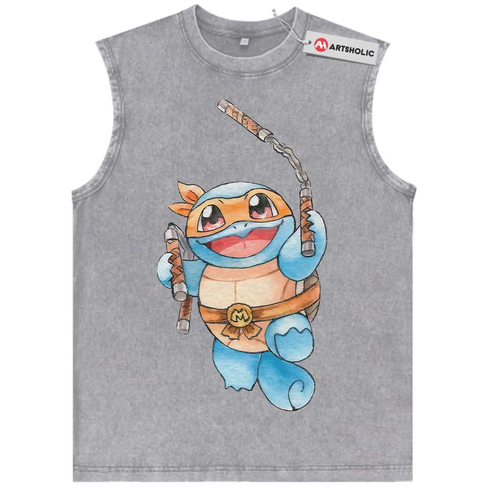 Alternative view of Squirtle x Michelangelo Tank Top, Tank Top, Pokemon Tank Top, Anime Tank Top, Vintage Tank Top
