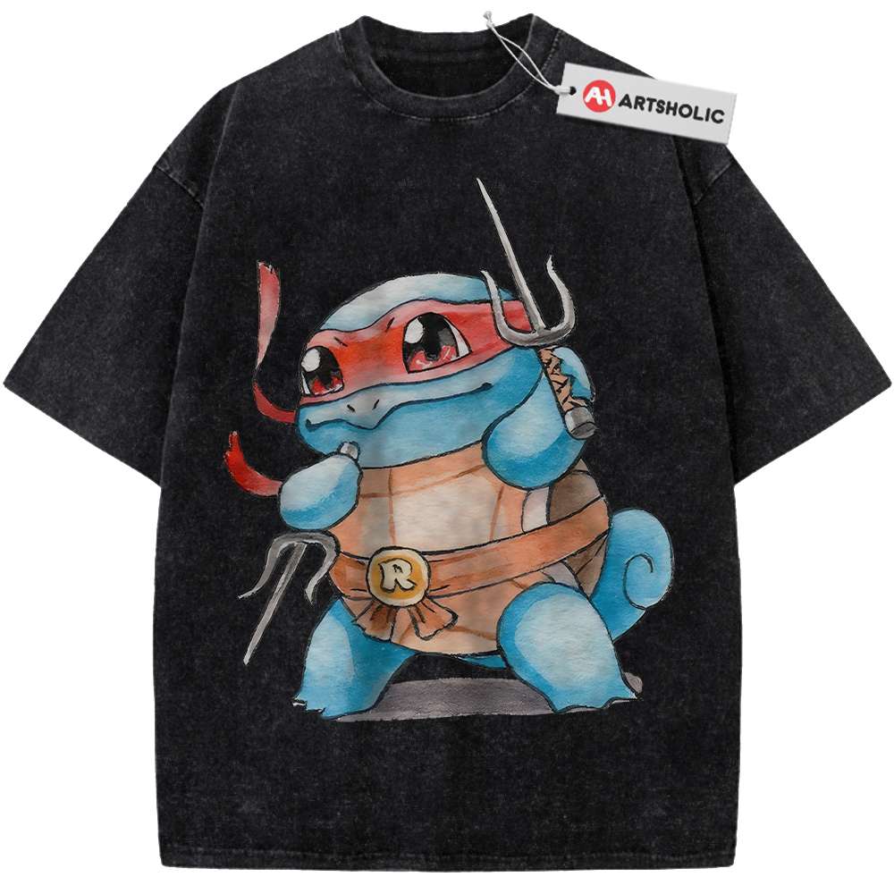 Alternative view of Squirtle x Raphael Shirt, Pokemon shirt, Anime Shirt, Vintage Tee