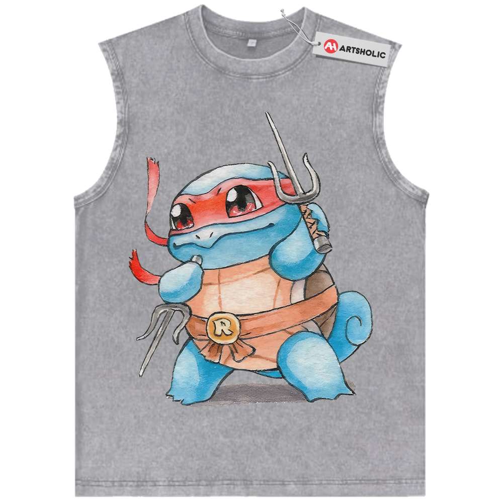 Alternative view of Squirtle x Raphael Tank Top, Pokemon Tank Top, Anime Tank Top, Vintage Tank Top