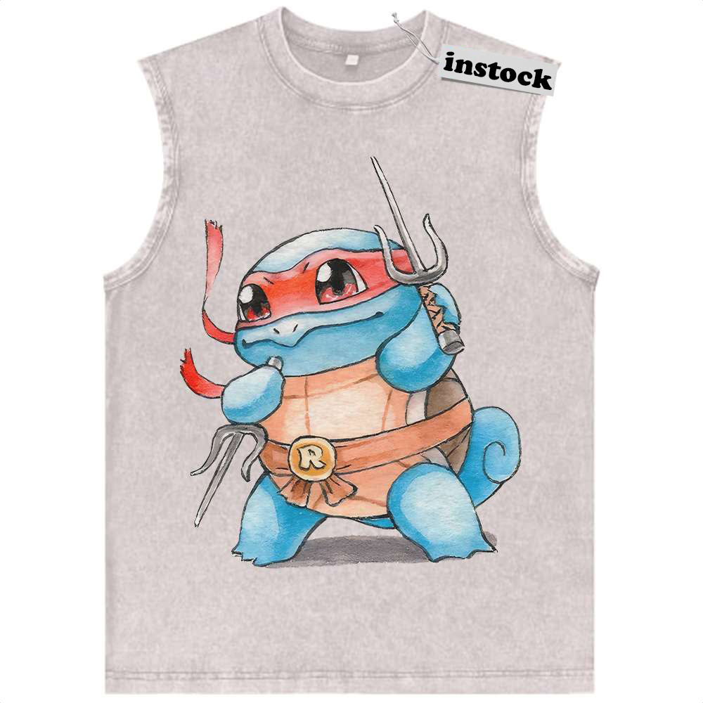 Squirtle x Raphael Tank Top, Pokemon Tank Top, Anime Tank Top, Vintage Tank Top