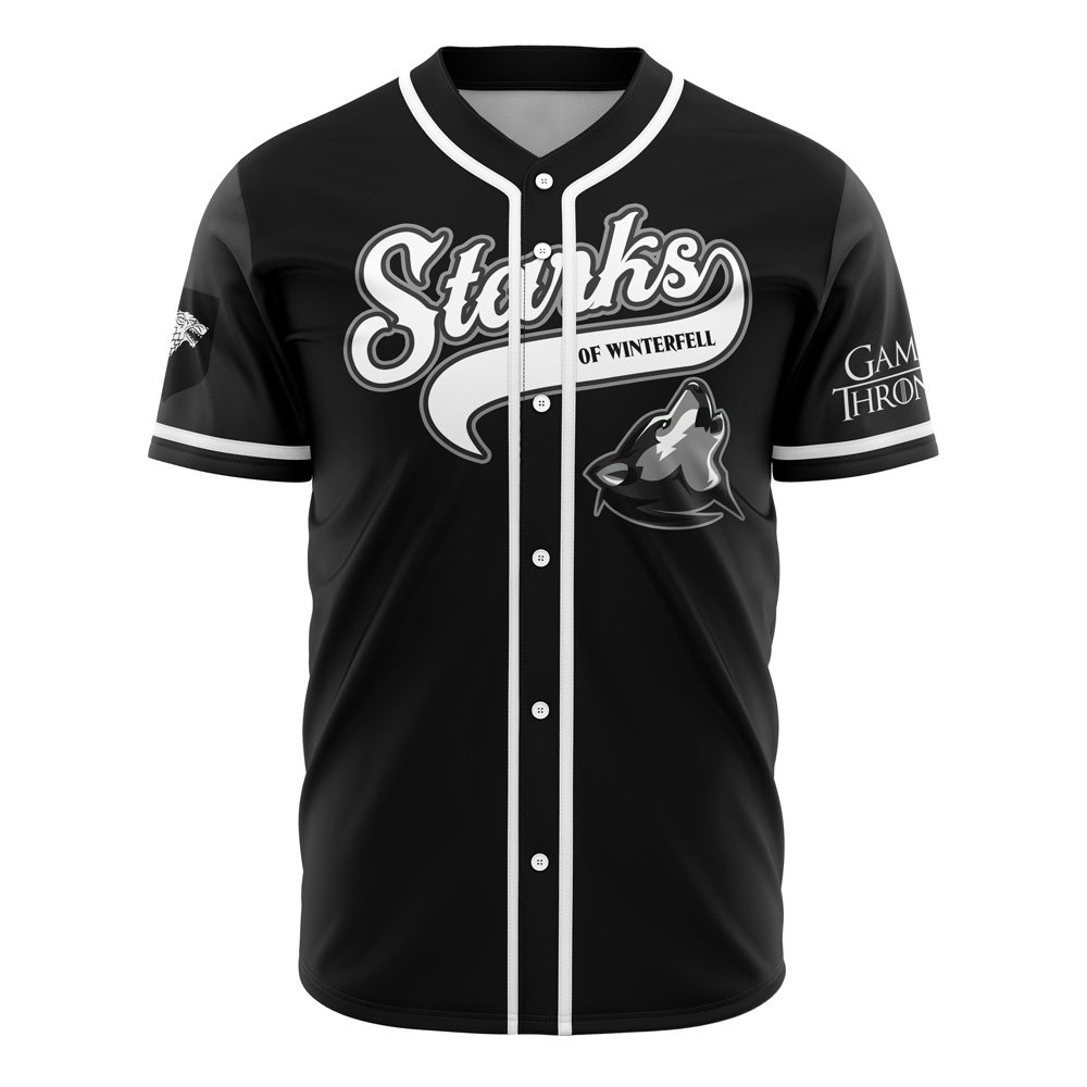 Starks of Winterfell Black Game of Thrones Custom Baseball Jersey - Otaku Hall
