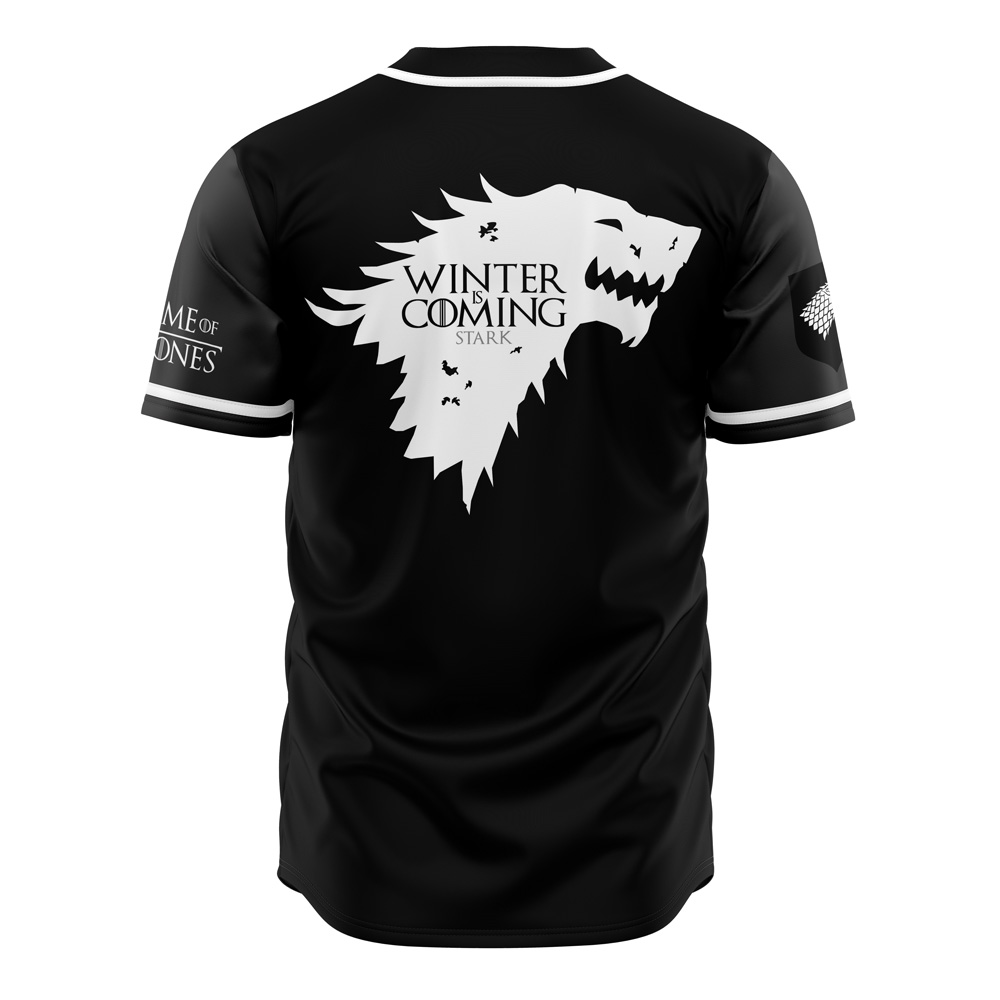 Alternative view of Starks of Winterfell Black Game of Thrones Custom Baseball Jersey - Otaku Hall