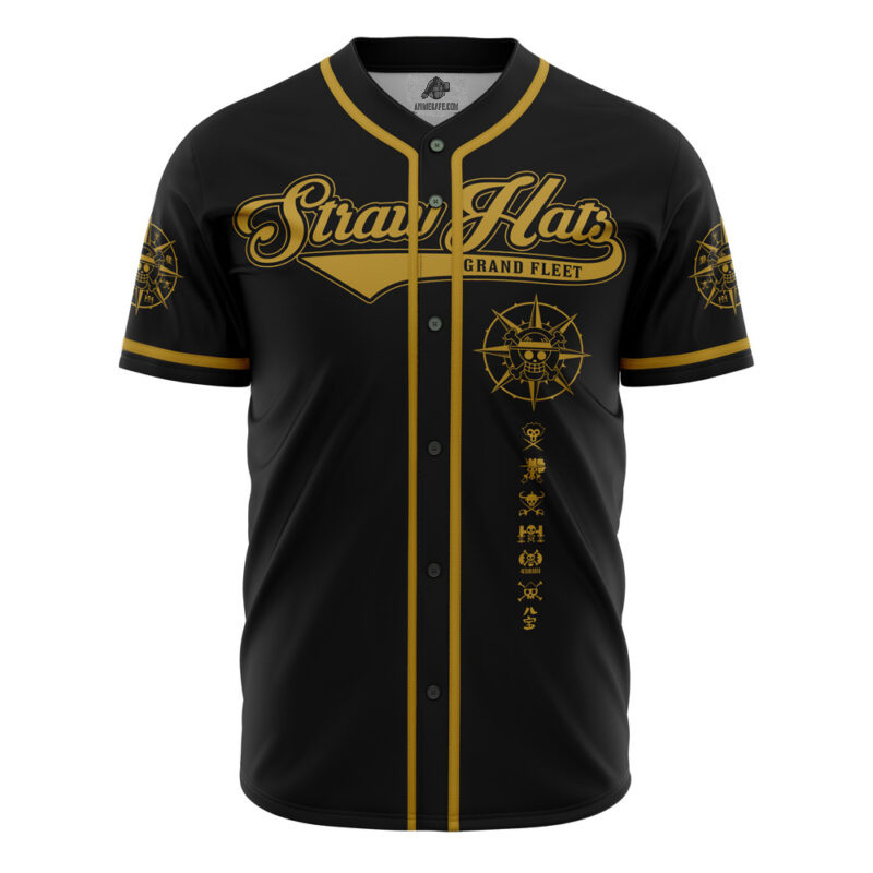 Alternative view of Straw Hat Grand Fleet One Piece Pirates Custom Baseball Jersey - Otaku Hall