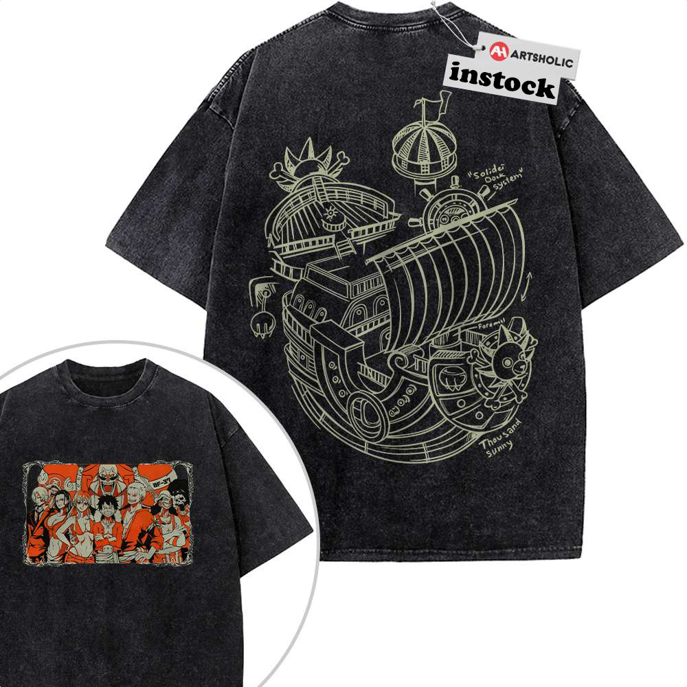 Straw Hat Pirates Shirt, One Piece Shirt, Anime Shirt, Vintage T-Shirt 2-Sided