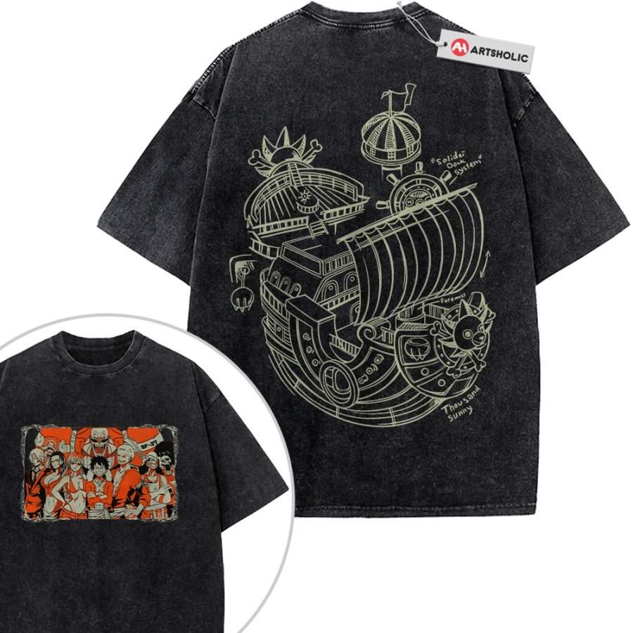 Alternative view of Straw Hat Pirates Shirt, One Piece Shirt, Anime Shirt, Vintage T-Shirt 2-Sided