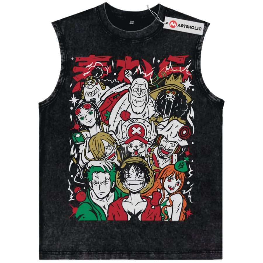 Alternative view of Straw Hat Pirates Tank Top, One Piece Tank Top, Anime Tank Top, Vintage Tank Top