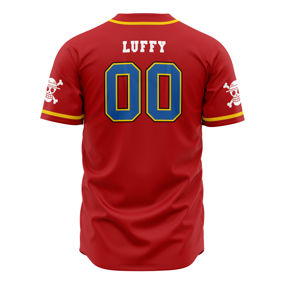 Alternative view of Strawhats Luffy One Piece Custom Baseball Jersey - Otaku Hall