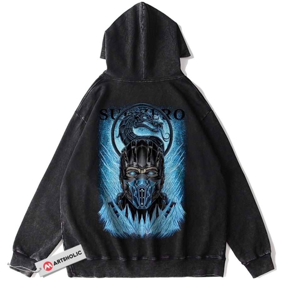Alternative view of Sub Zero Hoodie, Mortal Kombat Hoodie, Game Hoodie, Vintage Hoodie