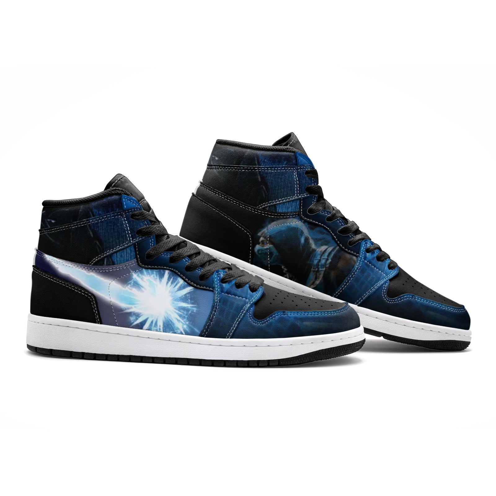 Alternative view of Sub Zero Mortal Kombat Custom Sneaker Mid 1 Basketball Shoes - Otaku Hall