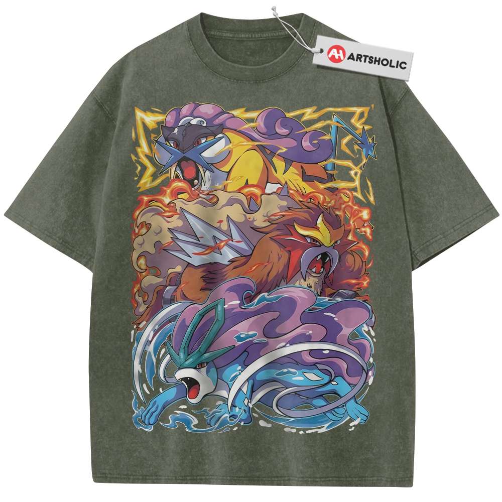 Alternative view of Suicune Shirt, Raikou Shirt, Entei Shirt, Pokemon shirt, Anime Shirt, Vintage Tee