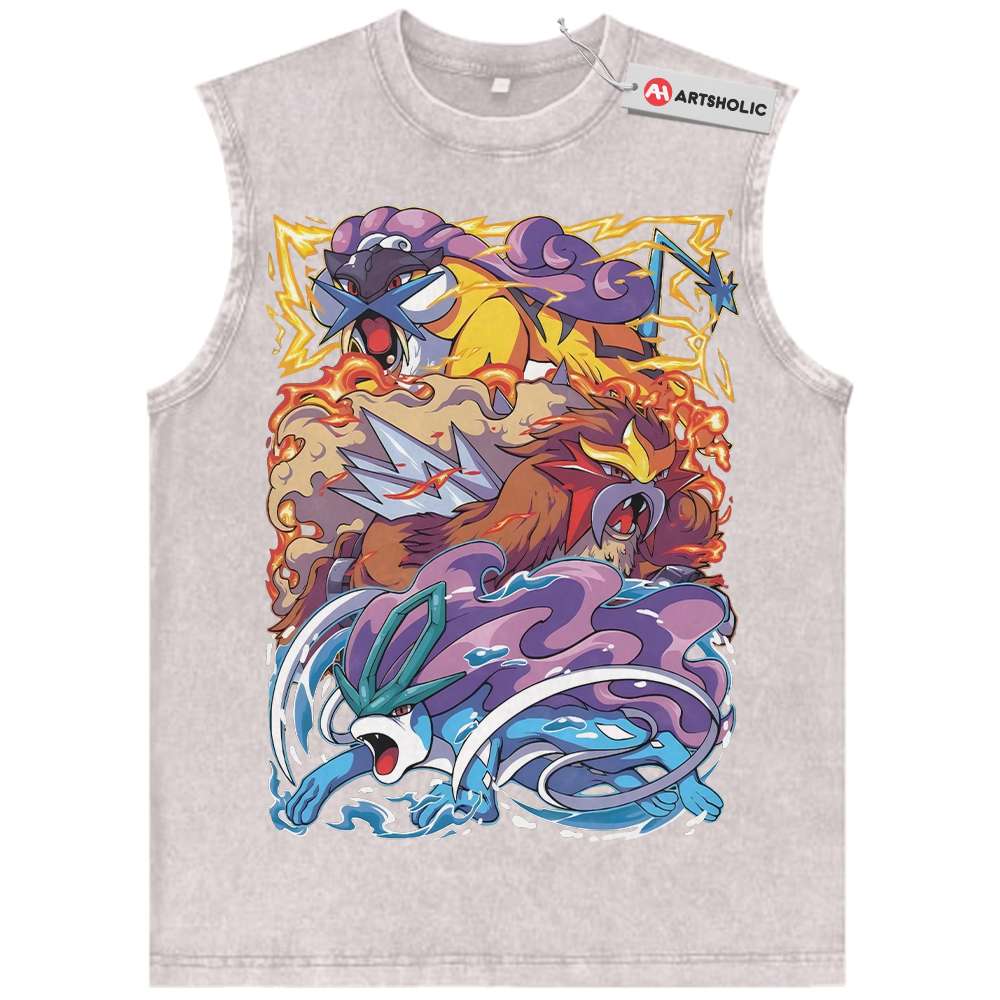 Alternative view of Suicune Tank Top, Raikou Tank Top, Entei Tank Top, Pokemon Tank Top, Anime Tank Top, Vintage Tank Top