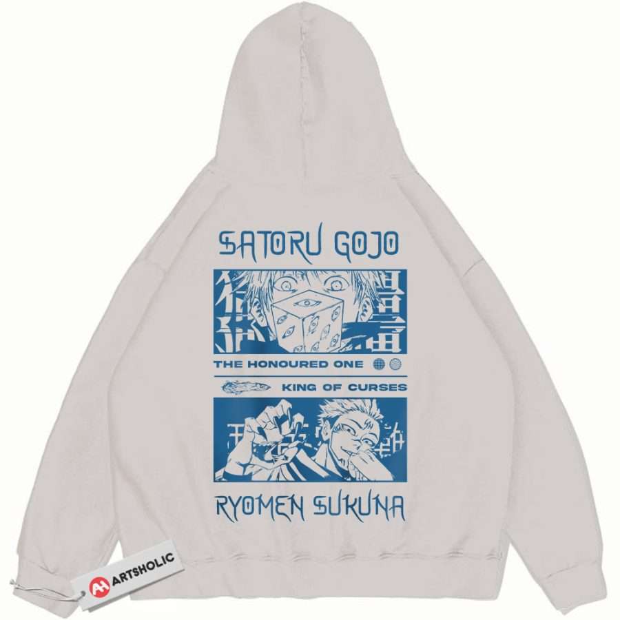 Alternative view of Sukuna Hoodie, Satoru Gojo Hoodie, Jujutsu Kaisen Hoodie, Anime Hoodie, Vintage Hoodie