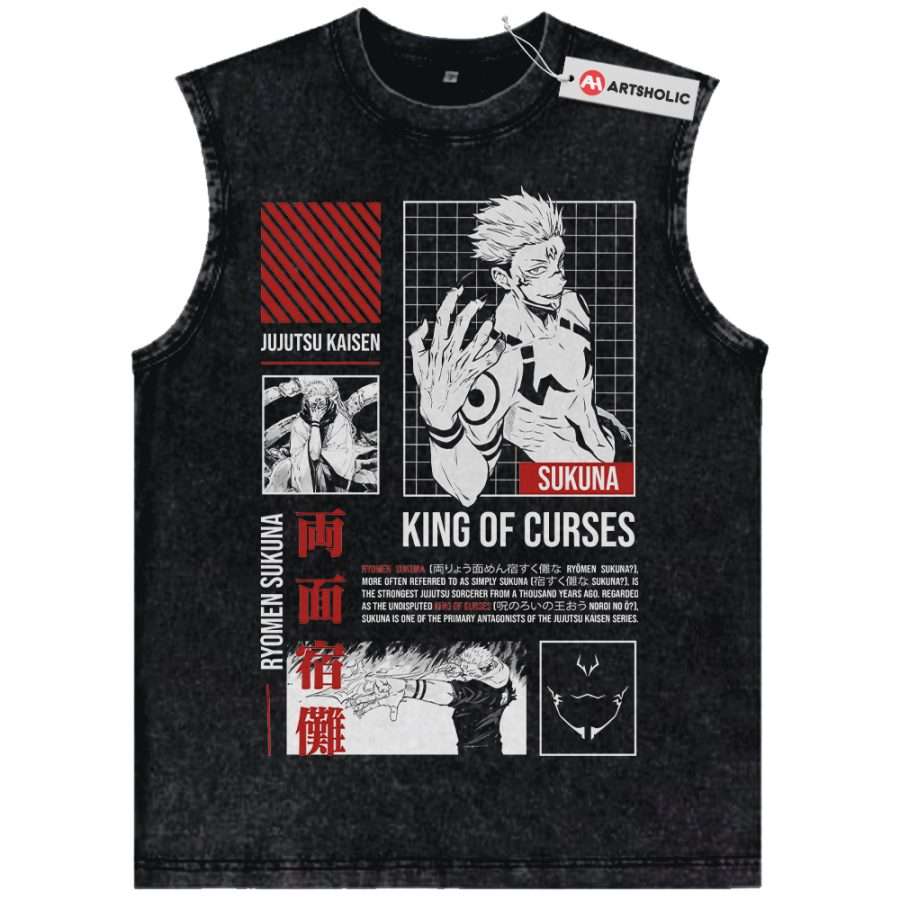 Alternative view of Sukuna Tank Top, Jujutsu Kaisen Tank Top, Anime Tank Top, Vintage Tank Top