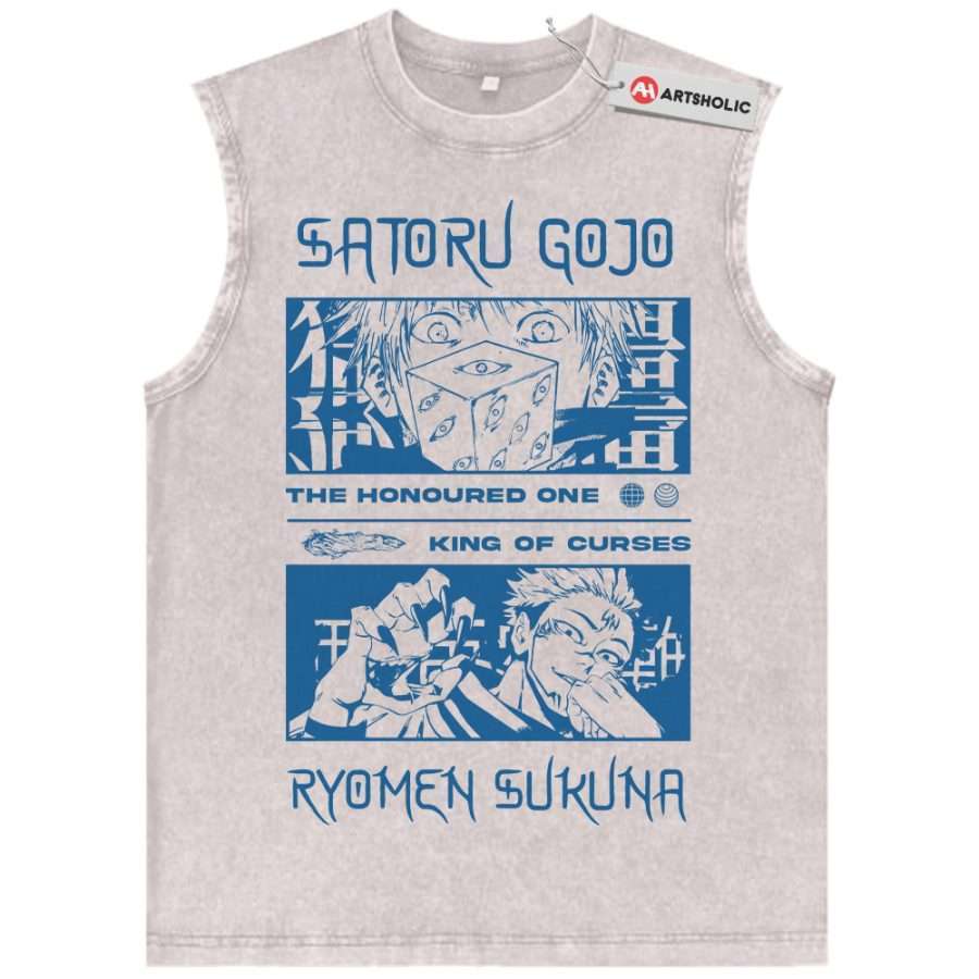 Alternative view of Sukuna Tank Top, Satoru Gojo Tank Top, Jujutsu Kaisen Tank Top, Anime Tank Top, Vintage Tank Top