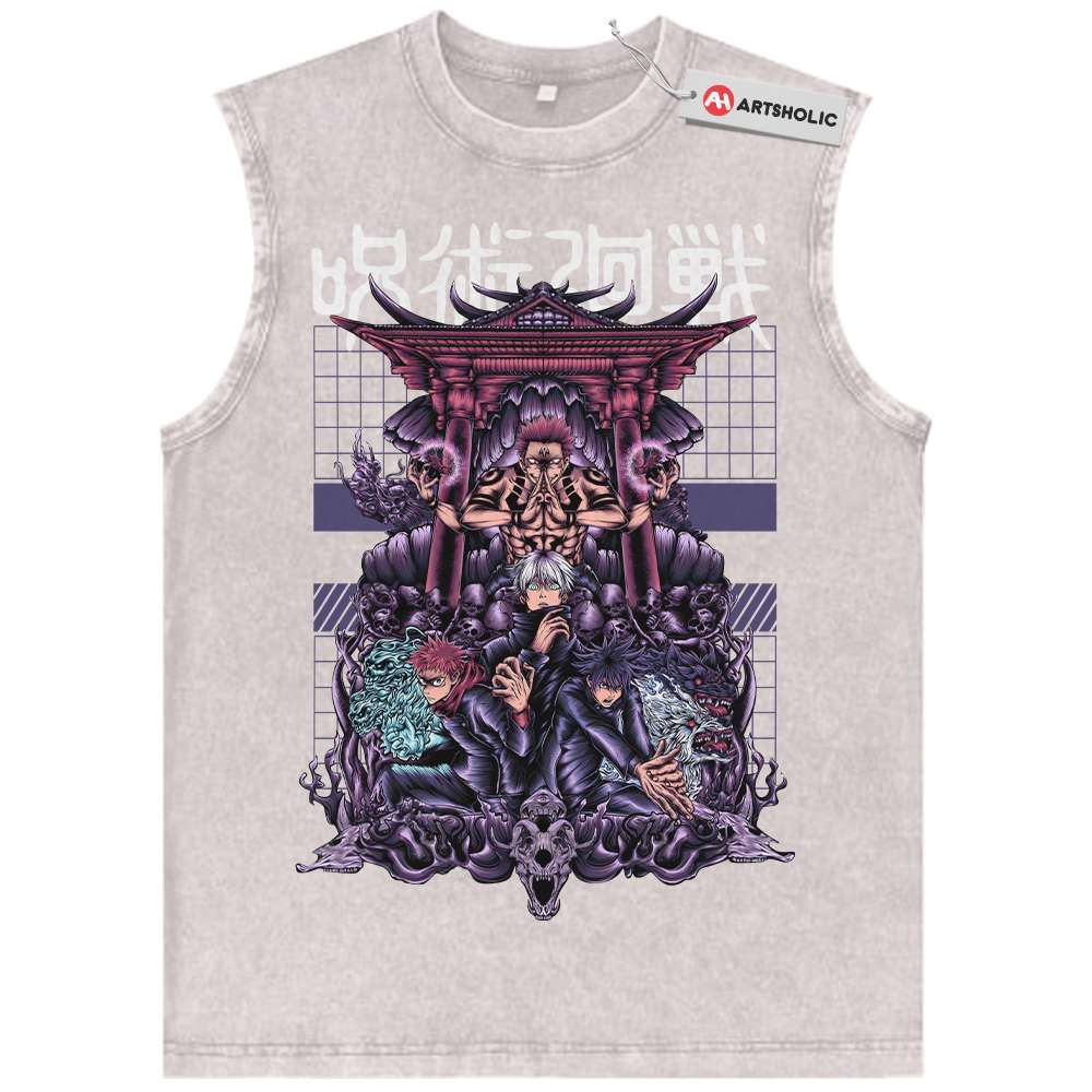 Alternative view of Sukuna Tank Top, Satoru Gojo Tank Top, Yuji Itadori Tank Top, Jujutsu Kaisen Tank Top, Anime Tank Top, Vintage Tank Top