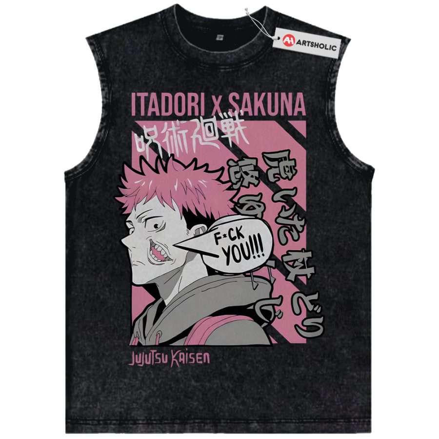 Alternative view of Sukuna x Itadori Tank Top, Jujutsu Kaisen Tank Top, Anime Tank Top, Vintage Tank Top