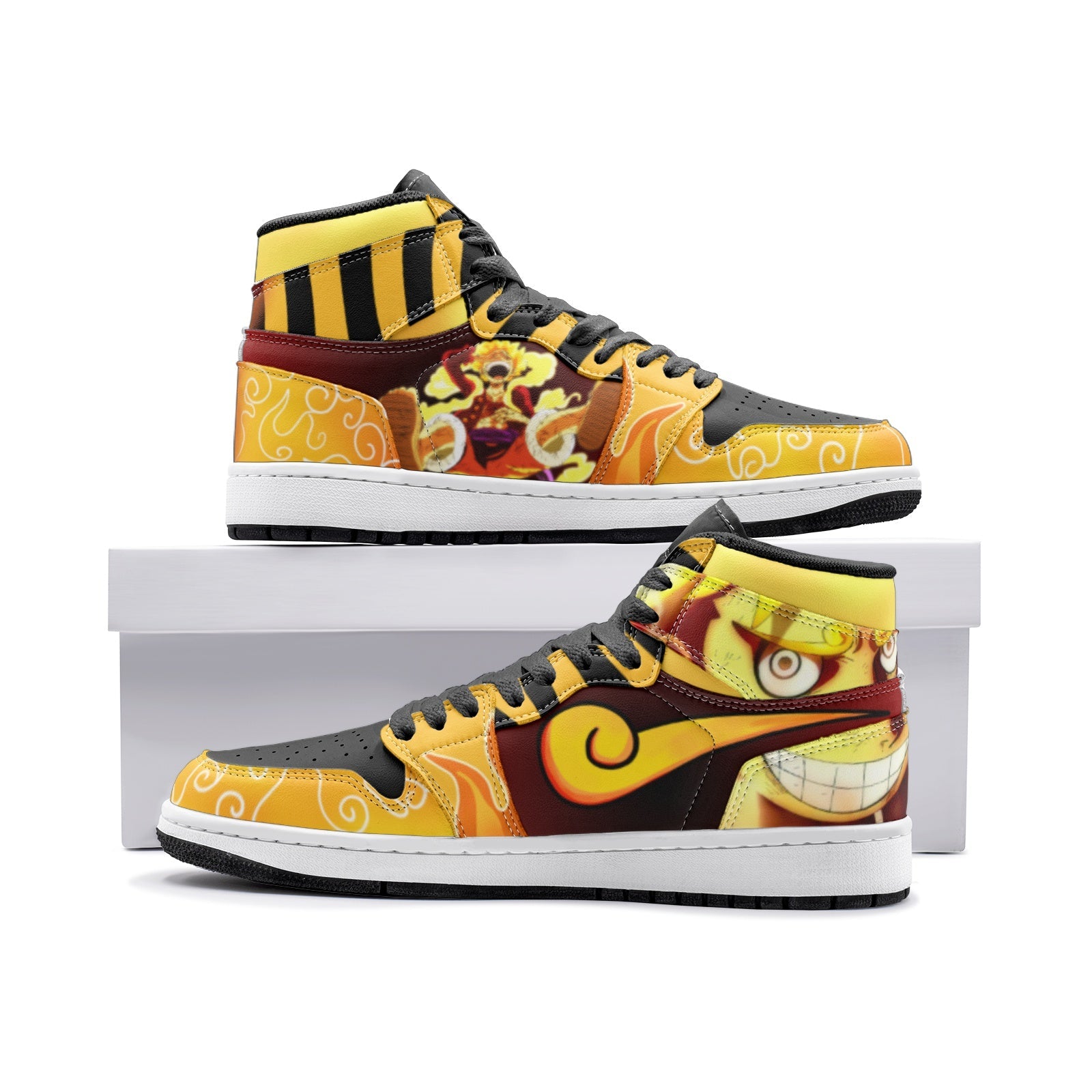 Sun God Luffy One Piece V2 Custom Sneaker Mid 1 Basketball Shoes - Otaku Hall