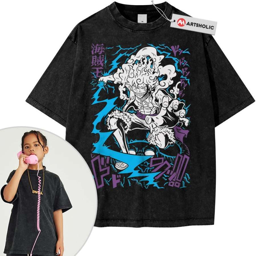 Alternative view of Sun God Nika - Monkey D Luffy Shirt For Kids, One Piece Shirt For Kids, Anime Shirt For Kids, Vintage T-Shirt For Kids