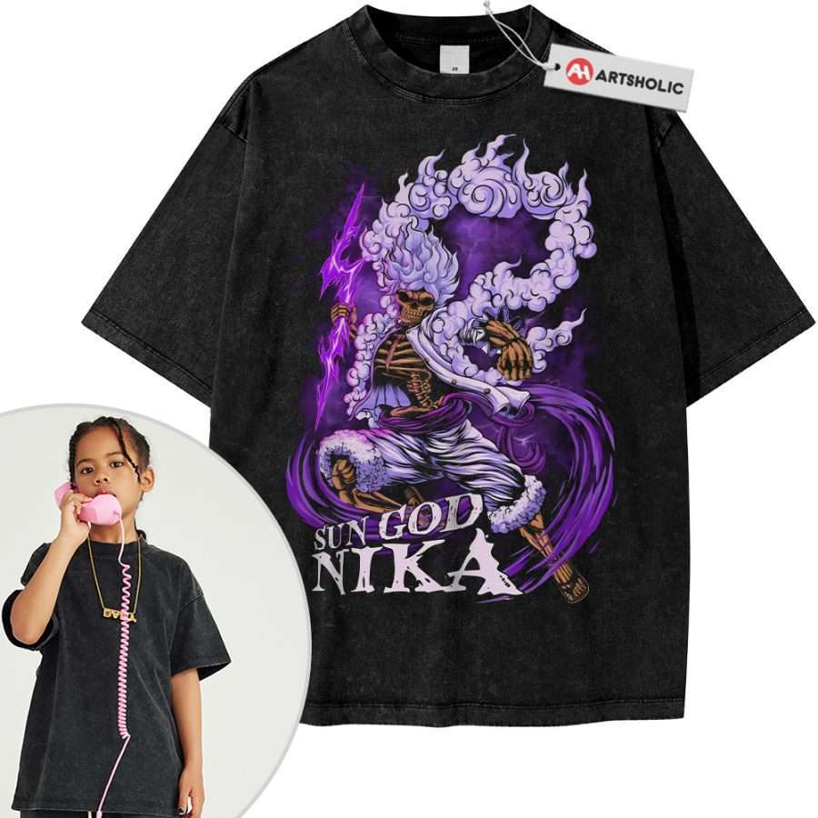 Alternative view of Sun God Nika - Monkey D Luffy Shirt For Kids, One Piece Shirt For Kids, Anime Shirt For Kids, Vintage T-Shirt For Kids