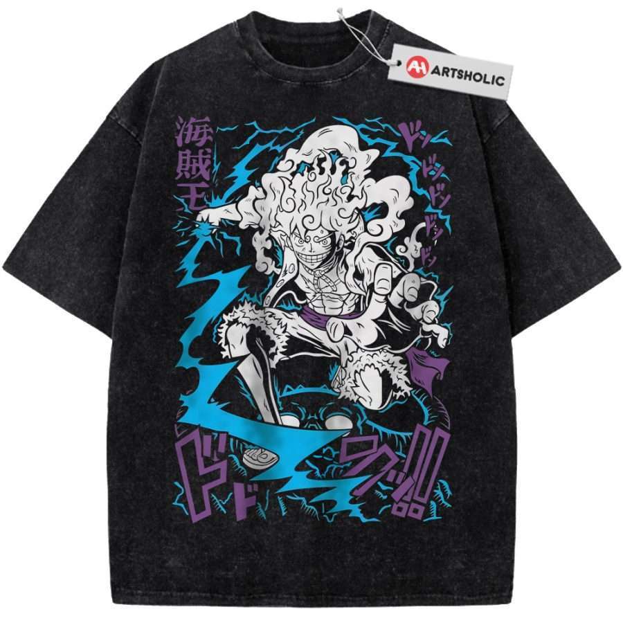 Alternative view of Sun God Nika - Monkey D Luffy Shirt, One Piece Shirt, Anime Shirt, Vintage T-Shirt