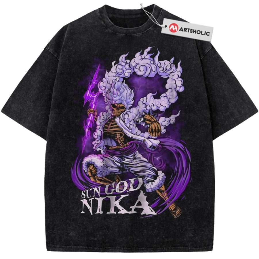 Alternative view of Sun God Nika - Monkey D Luffy Shirt, One Piece Shirt, Anime Shirt, Vintage T-Shirt