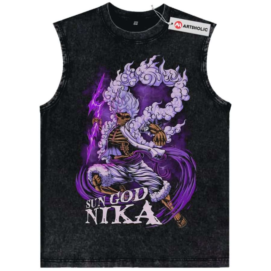 Alternative view of Sun God Nika - Monkey D Luffy Tank Top, One Piece Tank Top, Anime Tank Top, Vintage Tank Top