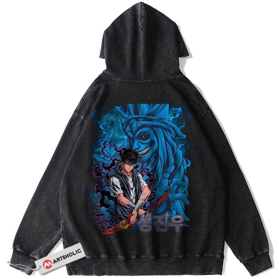 Alternative view of Sung Jinwoo Hoodie, Statue of God Hoodie, Solo Leveling Hoodie, Anime Hoodie, Vintage Hoodie