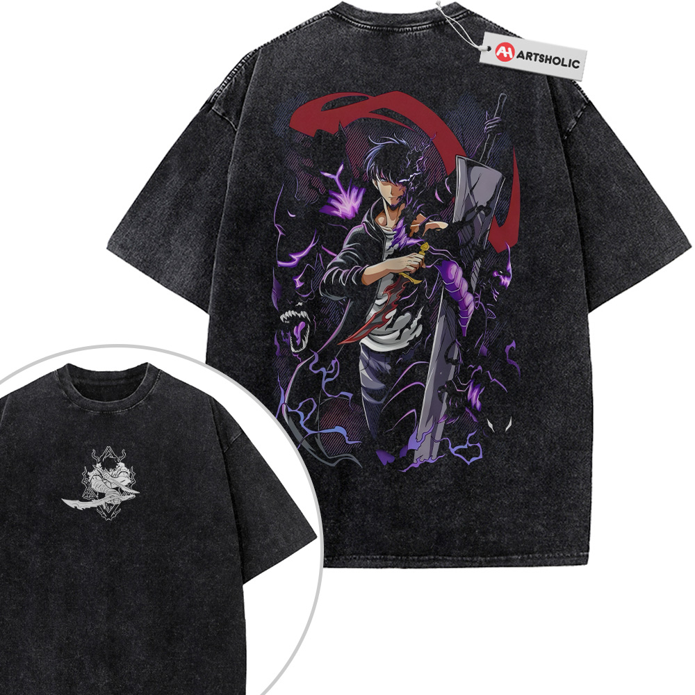 Sung Jinwoo Shirt, Solo Leveling Shirt, Anime Shirt, Vintage T-Shirt 2-Sided